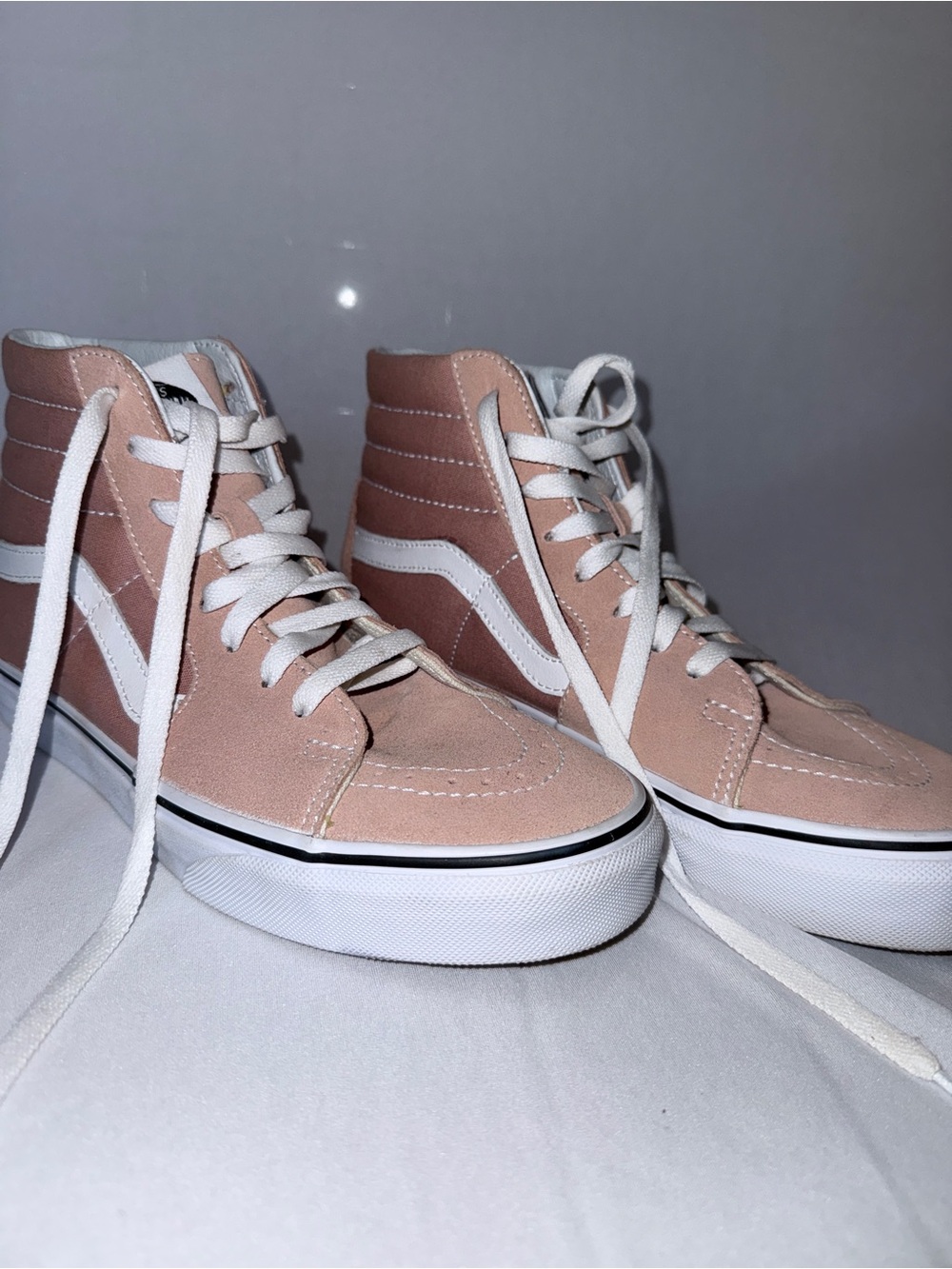 Vans Pink and White Sk8-Hi Women's High-Top Sneakers